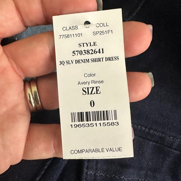 NWT White House Black Market 3/4 Sleeve Denim Shirt Dress Avery Rinse 2 #WHBM17 - Picture 6 of 9